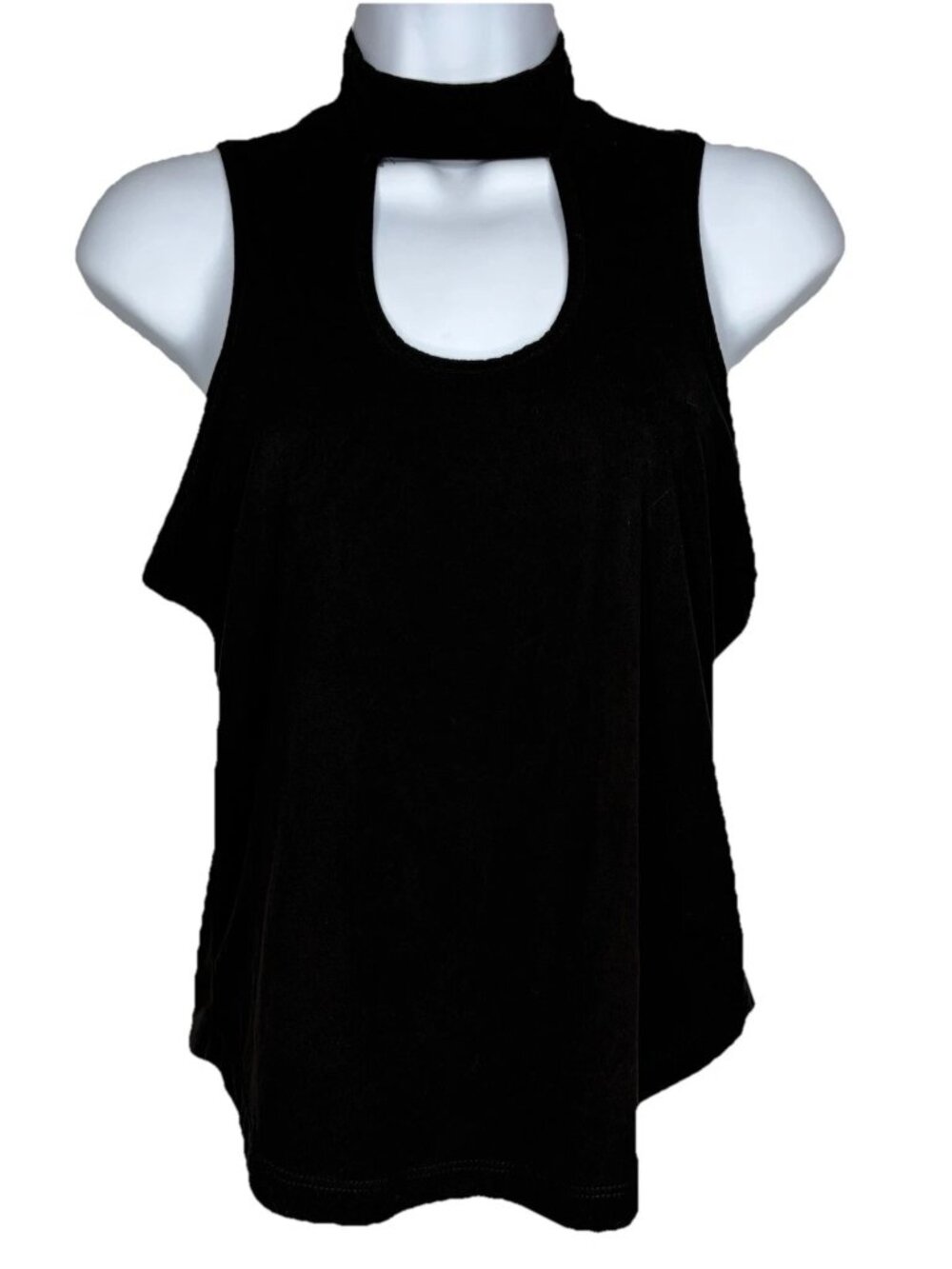 Shyanne Faux Suede Cutout Tank Top Shirt Size XS Black Mock Neck Sleeveless